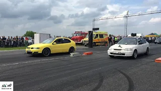 Honda Civic 1.6 Turbo vs Seat Ibiza Drag race 🚦🚗💥💨💥💨 1/4 mile drag rac