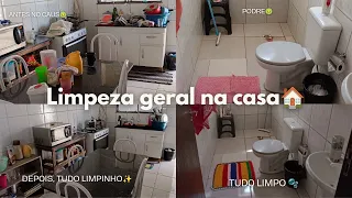 LIMPEZA GERAL NA CASA E BANHEIRO 🚽 | mostrei tudo, organização e limpeza🧼🫧