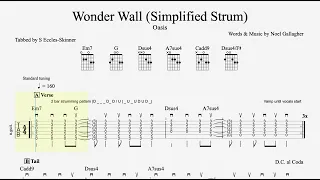 Wonderwall (Simplified Strum) - Oasis - Easy Guitar Tab - Playthrough