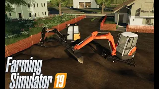 🚧CLEANING SOIL WITH VOLVO ECR25D AND KUBOTA KX71-3🚧FS19