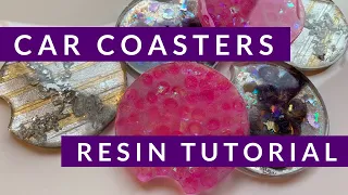 Resin Tutorial: coasters that fit in cup holders in your car- fun, colorful easy to make