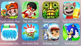 Sonic Dash,Subway Surf,Tag W Ryan,Count Master 3D,Cat Runner,PAC MAN,Temple Run 2,Om Nom Run