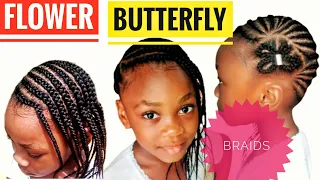 Flower braid tutorial for beginners || Little Black Girl Hairstyles. Butterfly~Flower😂