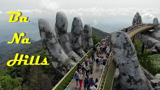 Ba Na Hills, Golden Bridge, Giant Hand Bridge, Da Nang, Vietnam - 4K Drone