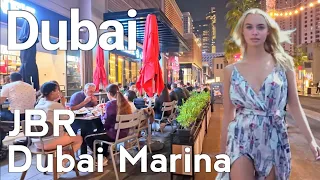 Dubai 4K Night Life JBR. Dubai Marina Walking Tour 2024 🇦🇪