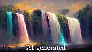 ONE HOUR ambient AI Generated waterful meditation music for sleeping