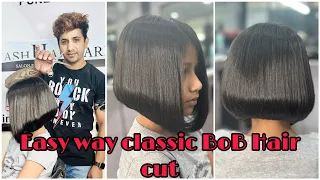 How to Classic Bob Hair cut कैसे करे आसनीसे/easy way/step by step/￼ graduated bob haircut हिंदी मे