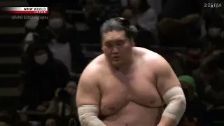 January 2022 Grand Sumo Tournament, Day 3, Yokozuna TERUNOFUJI vs KIRIBAYAMA.