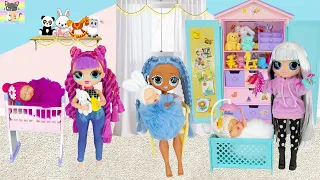 THUNDER STORM SLEEPOVER PARTY! - OMG DOLLS DREAMHOUSE RAIN STORM SLUMBER PARTY WITH TODDLERS & BABY!