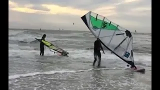 Strong wind & surfers, Scheveningen beach June 2017