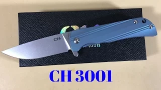 CH 3001 knife titanium framelock flipper D2 steel blade blue anodized scales light and handy