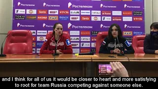 Zagitova, Medvedeva - Press Conference Nr. 2 at 2021 Channel One Cup - Feb. 7, 2021