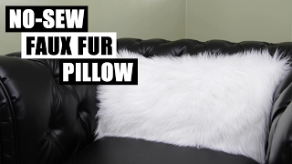 DIY NO SEW FAUX FUR PILLOW | How To Make A No-Sew Pillow Faux Fur | DIY Faux Fur Home Decor Pillow