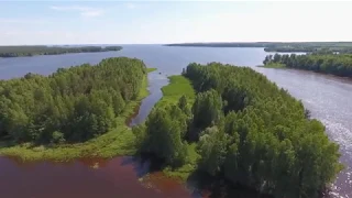 Горьковское водохранилище, река Немда, остров Белый Яр. Облёт на квадрокоптере, вид сверху.