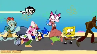 everyone is trying to get pizza from spongebob, Patrick, and glamrock freddy!!!