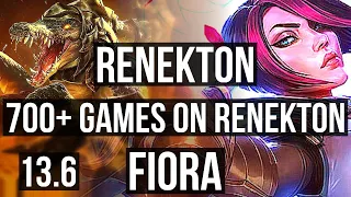 RENEKTON vs FIORA (TOP) | 8/1/5, 700+ games, 1.2M mastery, Godlike | KR Master | 13.6