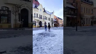 Snowy Winter Walk | Topoľčany City Centre | Christmas