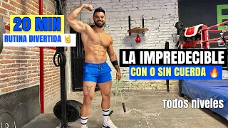 Cardio Intenso LA IMPREDECIBLE Saltar la CUERDA (20 Minutos) Rutina Muy Divertida y Creativa