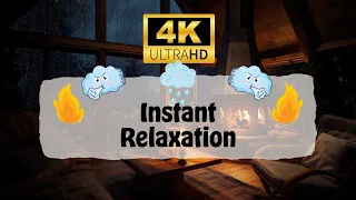 Rain on Window Sounds for Sleeping & Crackling Fireplace 4K Sounds