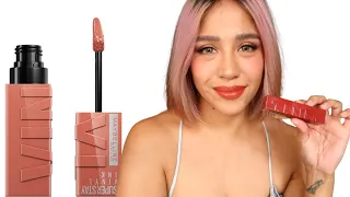 Maybelline VINYL INK: NUDE SHOCK Swatch Party