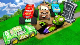 ZOMBIE Pit Transform In Beast Lightning McQueen & Big & Small Pixar Cars! Beam.NG Drive!