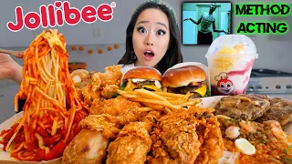 ENTIRE JOLLIBEE MENU (Spicy Fried Chicken + Spaghetti + Burgers + Noodles) MUKBANG