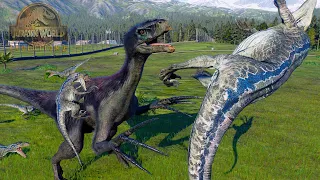 EJERCITO DE BLUE CONTRA THERIZINOSAURUS INVENCIBLE!! pasa algo raro... Jurassic World Evolution 2