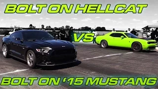 Bolt on Hellcat Challenger vs Bolt on '15 Coyote Mustang