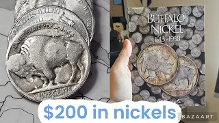 Crazy Buffalo Nickels!! Coin roll hunting nickels - $200 hunt and album fill