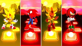 Super Sonic 🆚 Spider Man Sonic 🆚 Super Shadow Sonic 🆚 Knuckles Exe Sonic | Sonic Team Tiles Hop