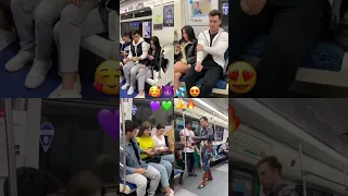 Bodybuilder meets girls and does incredible things on the subway 🔥 #shorts #prank