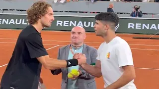 Carlos Alcaraz and Stefanos Tsitsipas Together on the Court - Roland-Garros 2024