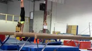 Handstand/straddle down/back extension roll/back handspring on Beam Sarah McKay Level 7 Beam series