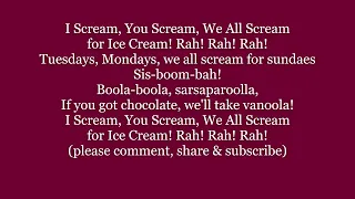 I SCREAM You Scream We All Scream for ICE CREAM Lyrics Words text trending sing along song music
