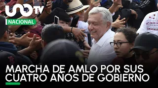 Marcha de AMLO por sus cuatro años de gobierno; presidente da discurso en el Zócalo