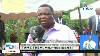 COTU's Francis Atwoli asks Uhuru to order Ruto to end early campaigns