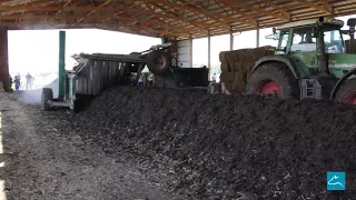 Turning compost at Endres Berryridge Farms