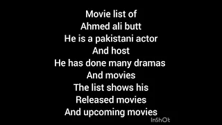 Movie list of Ahmed ali butt from 1st to upcoming