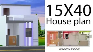 15X40 House plan ground floor 3d elevation by nikshail