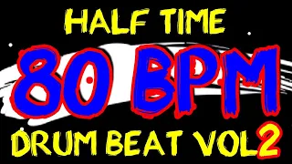 80 BPM - Half Time Drum Beat Rock 2 - 4/4 Drum Track - Metronome - Drum Beat