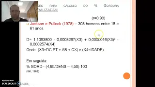 Equações para determinação da gordura corporal.