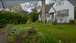 Light Rain Walk Through American Neighborhoods in Early Spring | Nature Sounds for Sleep and Study