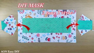 New Style Beautiful ! DIY Face Mask 2 Tone 2 Style No Fog On Glasses Easy Pattern Sewing Tutorial