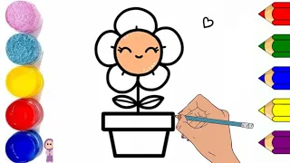 Flower pot Drawing, Painting and Coloring for kids and toddlers | Draw a pot @Gul-e-ZahraArt