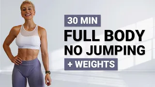 30 MIN DB FULL BODY WORKOUT NO JUMPING | Power Workout | + Weights | Strength And Conditioning