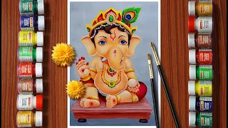 Lord Ganesha Painting/Poster Colour Painting/Ganapati drawing/Ganesha art