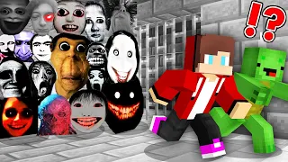 JJ and Mikey Escape from PRISON of 1000 Scary NEXTBOT MONSTERS in Minecraft Maizen Security House