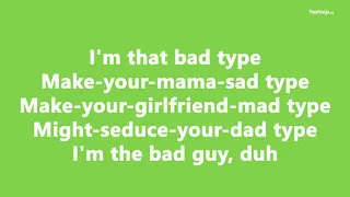 Billie Eilish & Justin Bieber - Bad Guy - OFFICIAL LYRICS VIDEO