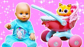 A boneca bebê Baby Born vai ter um carrinho de brinquedo! Vídeo para meninas