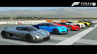 FM7 Drag Race: Agera, Zonda, Lykan, Zenvo, 720s, Huayra Bc, Superfast, Enzo, Senna, 599XX Evo